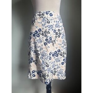 Ann Taylor Floral Pencil Skirt Navy  Ivory 10 NWT boho preppy whimsi office blue